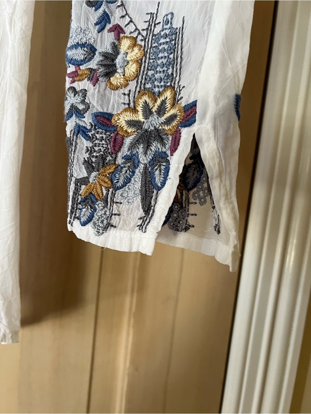 Johnny Was Tanya Embroidered white blue & colorful blouse - Picture 7 of 15